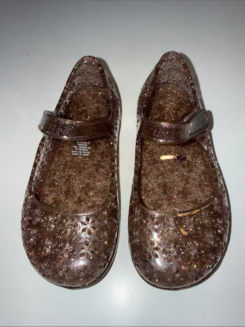 Glitter Jelly Mary Jane Sandals for Kids - Rose Gold